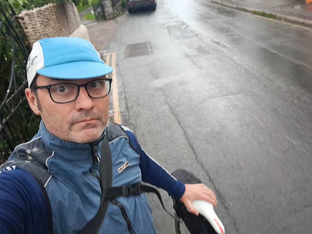 Jim in 2024 ready for his ride to Amsterdam, flying (or pedalling should we say) solo.