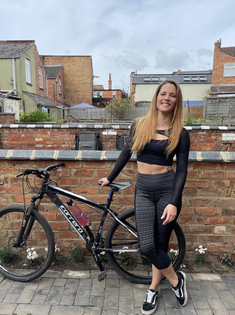 Katia smiling through the painful thought of biking 250km this year to GreenTech.